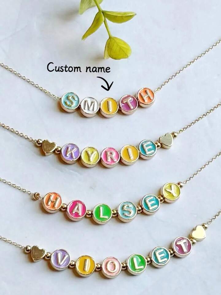 Personalized Enamel Name Necklace, Colorful Interesting Name Necklace, Birthday Gift For Girls | SHEIN