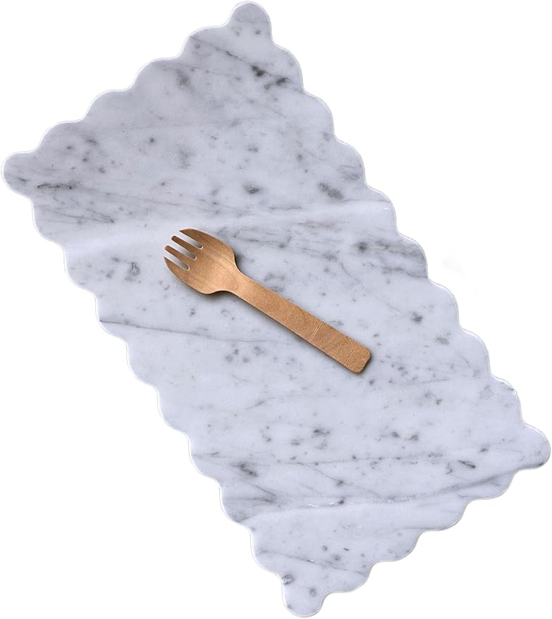 Natural Marble Scalloped Tray, 10" x 6" Serving Board, Scallop Stone Marble Tray to Home Bathroom... | Amazon (US)