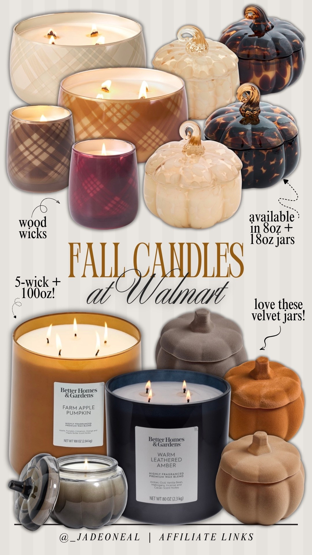 Fall candles at Walmart— so many cute styles + scents perfect for fall 🍂 I’m obsessed with the 5 wick + 100oz option. Burns for SO long 👏 

Seasonal fall autumn cozy scents warm unique jars affordable

#LTKHome #LTKSeasonal #LTKdayinmylife
