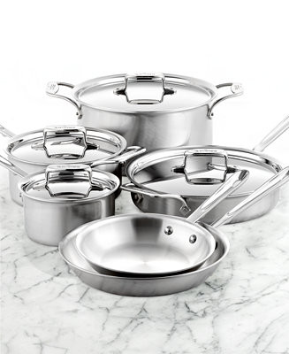 D5 Brushed Stainless Steel Cookware Set, 10 Piece Set | Macy's