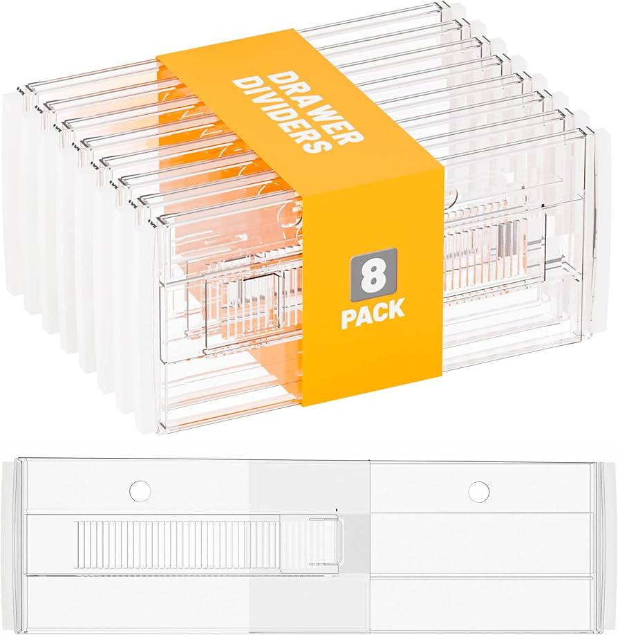 Yieach 8 Pack 6 Inch Tall Acrylic Drawer Divider for Clothes-Expandable from 12.3-18''-Adjustable... | Amazon (US)