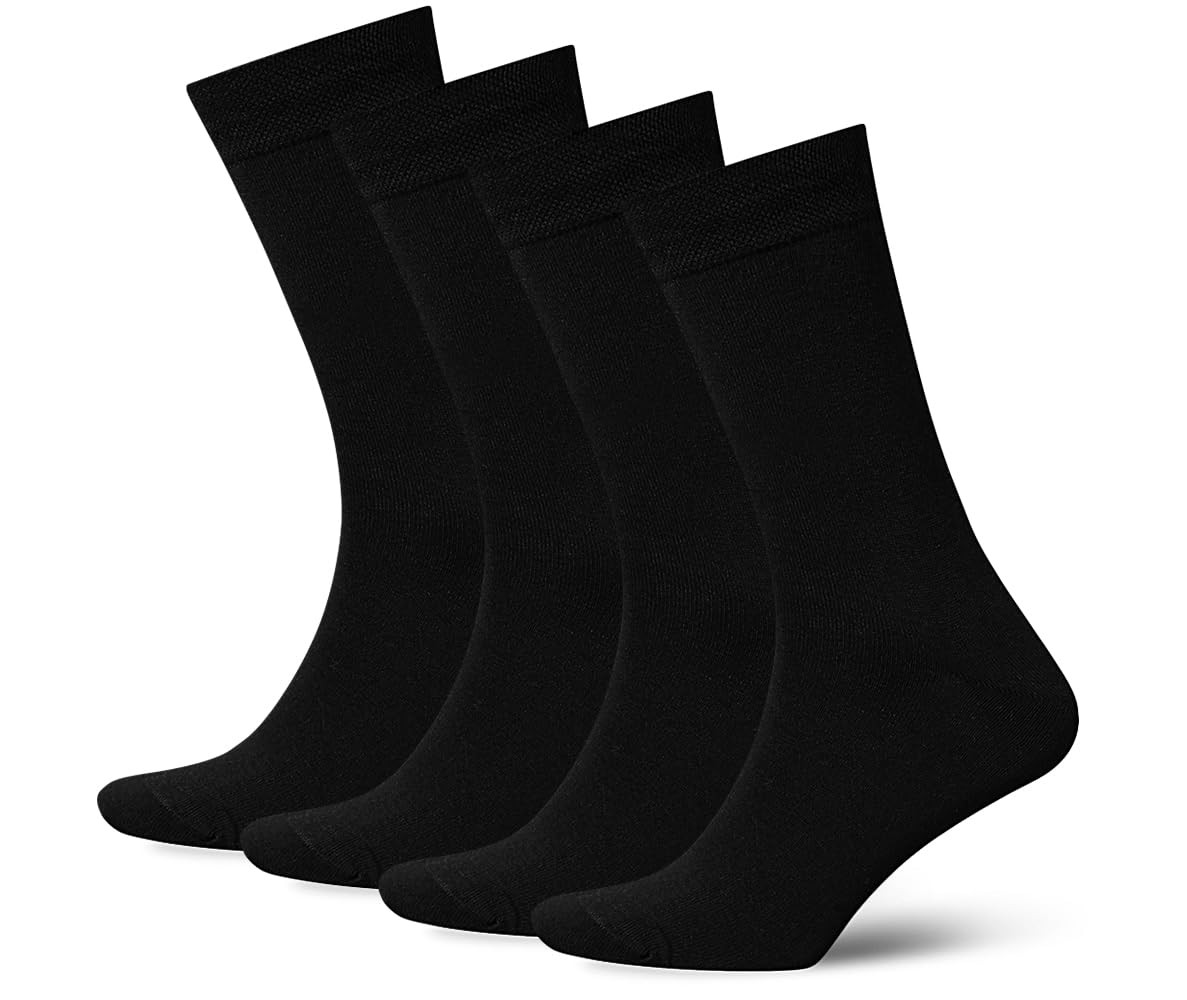 Duna Mens Lightweight Cotton Crew Socks - Super Soft and Breathable Black Socks | Amazon (US)