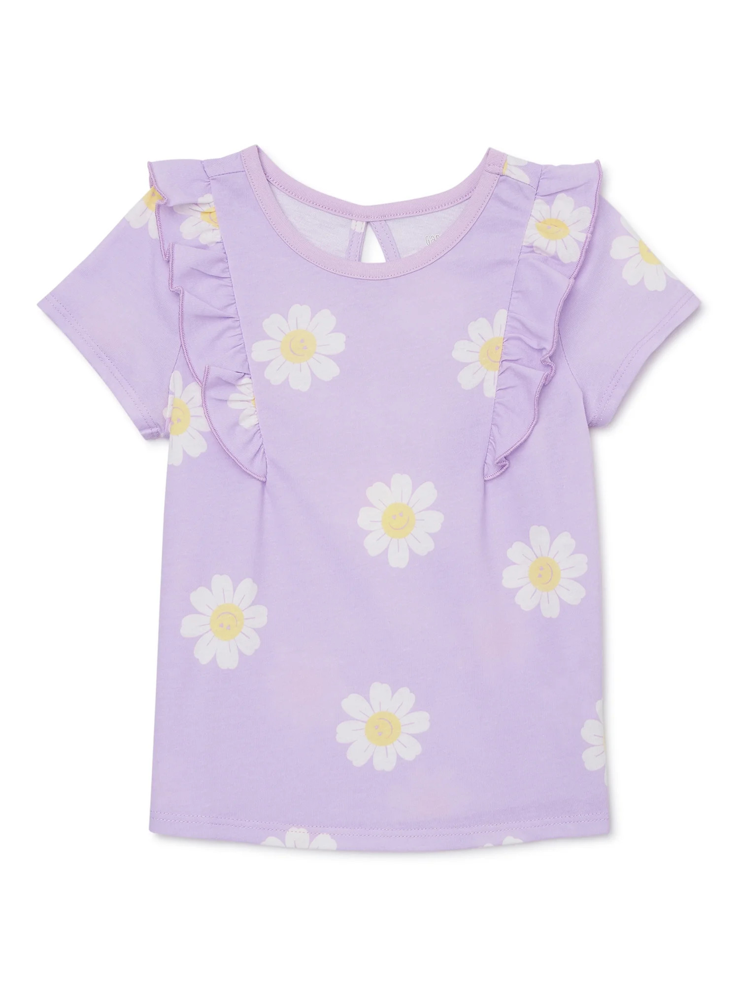 Garanimals Toddler Girl Short Sleeve Shoulder Ruffle Top, Sizes 18M-5T - Walmart.com | Walmart (US)