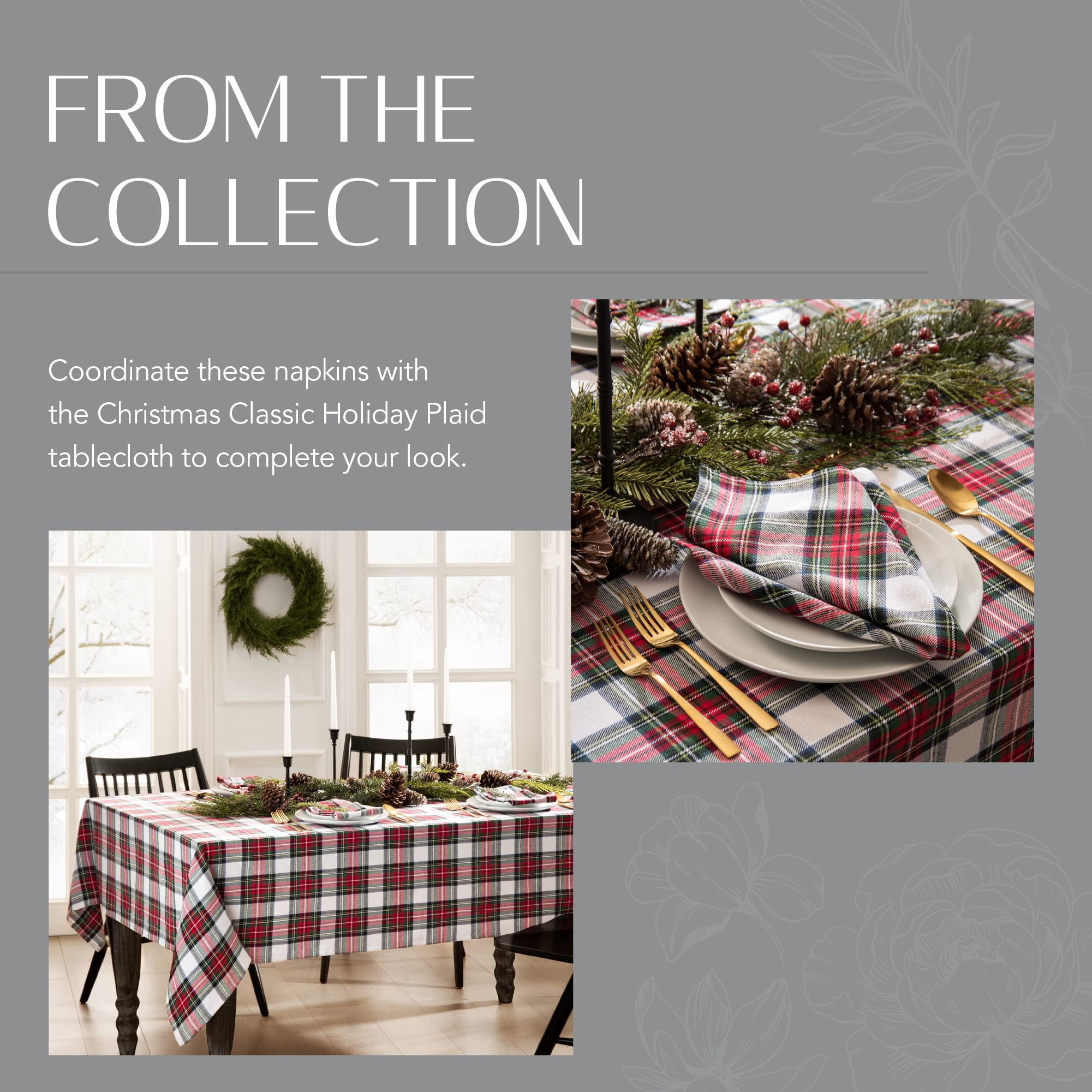 Elrene Home Fashions Christmas Classic Holiday Plaid Cotton Napkins, Holiday Table Decor, 17" x 1... | Amazon (US)