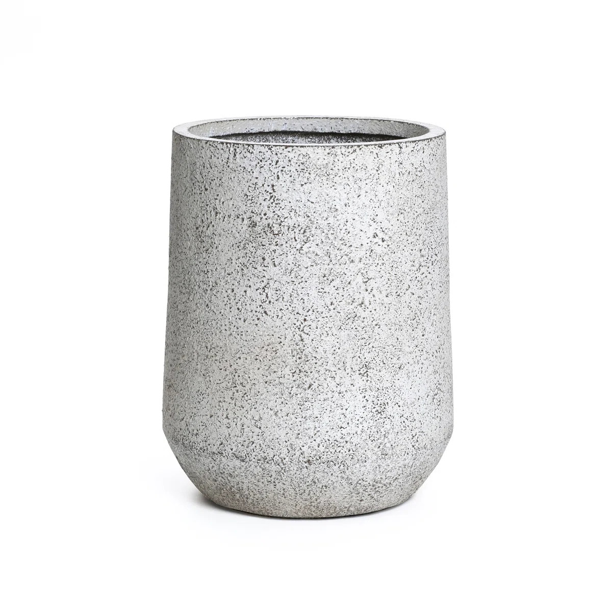 Speckled Gray and Off-White Textured Round Tapered Tall MgO Planter, Indoor and Outdoor | Wayfair North America