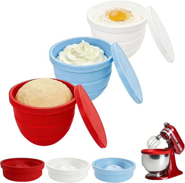 Upgraded Collapsible Silicone Bowl Liners for 5 Qt KitchenAid Tilt-Head Stand Mixer - 3 Liners wi... | Amazon (US)