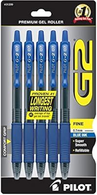 PILOT G2 Premium Refillable & Retractable Rolling Ball Gel Pens, Fine Point, Blue Ink, 5-Pack (31... | Amazon (US)