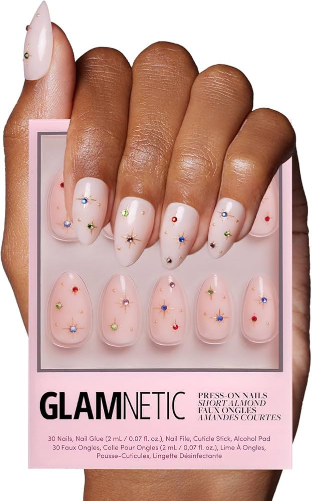 Glamnetic Press On Nails - North Star | Semi-Transparent 3D Multicolor Gems Short Almond Fake Nai... | Amazon (US)
