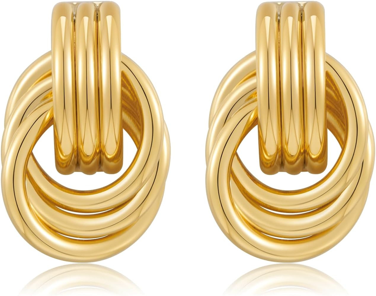 LILIE&WHITE Gold Earrings Statement Earrings Chunky Gold Earrings Knot Earrings Two Tone Dangle E... | Amazon (UK)
