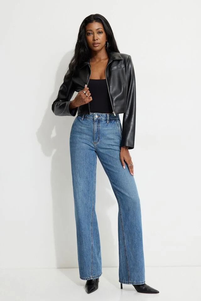 Heidi Wide Leg Twisted Seam Jeans | Dynamite Clothing