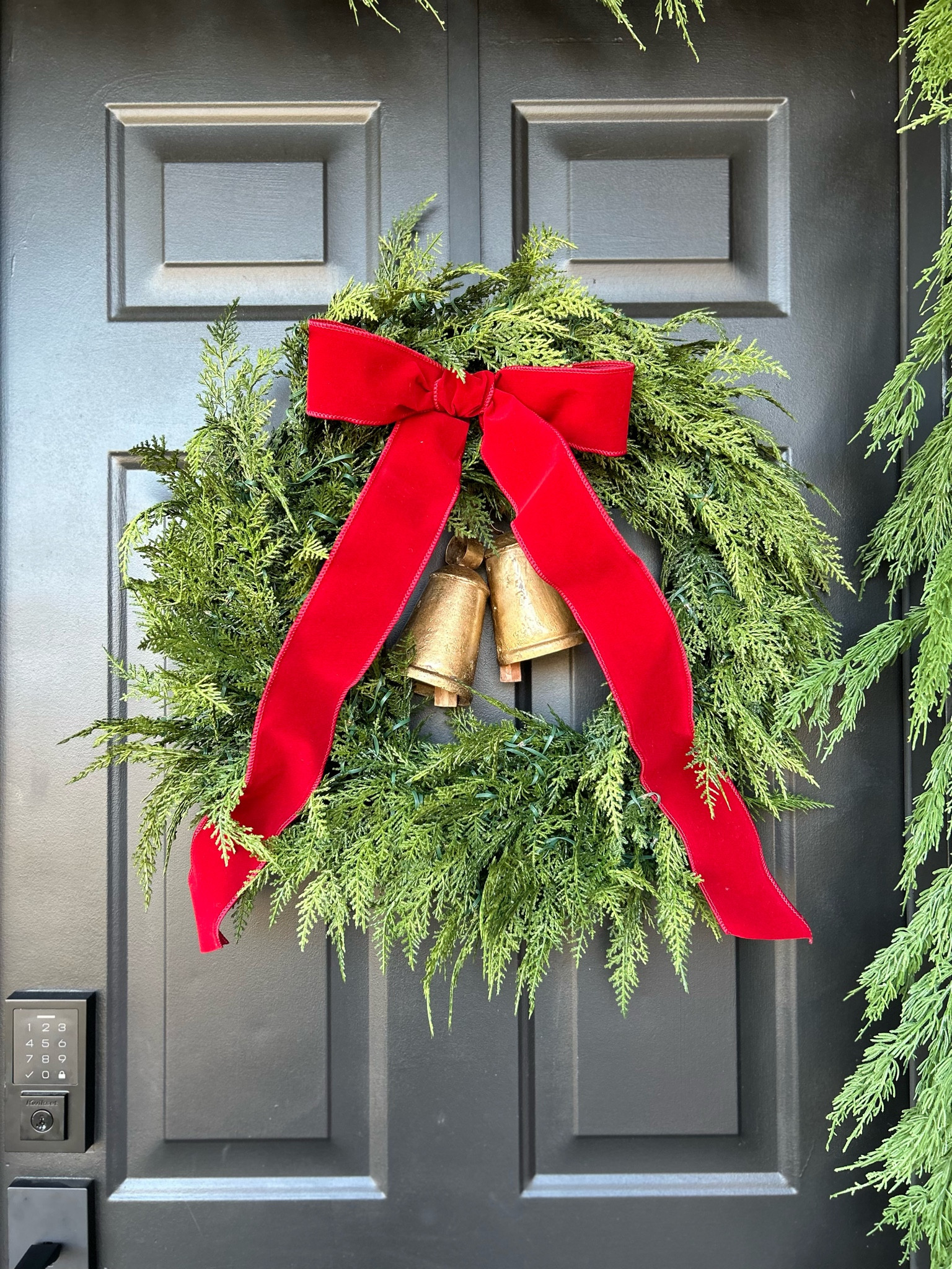 Love my pre lit Christmas wreaths! It looks so realistic and the lights can be set on a timer! I added the ribbon and bells to give it a little holiday spirit but they are gorgeous enough to leave bare if you want to! (My bells and ribbon are from home goods but I’ll link  similar products to recreate this look along with my favorite floral wire so use to attach them) 

#LTKhome #LTKHoliday #LTKSeasonal