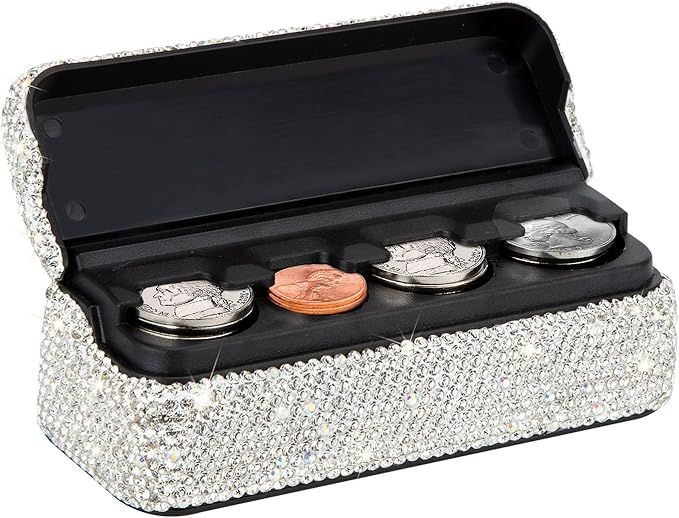 eing Coin Holder for Car,Bling Crystal Car Coin Change Organizer,Car Interior Accessory,Universal... | Amazon (US)