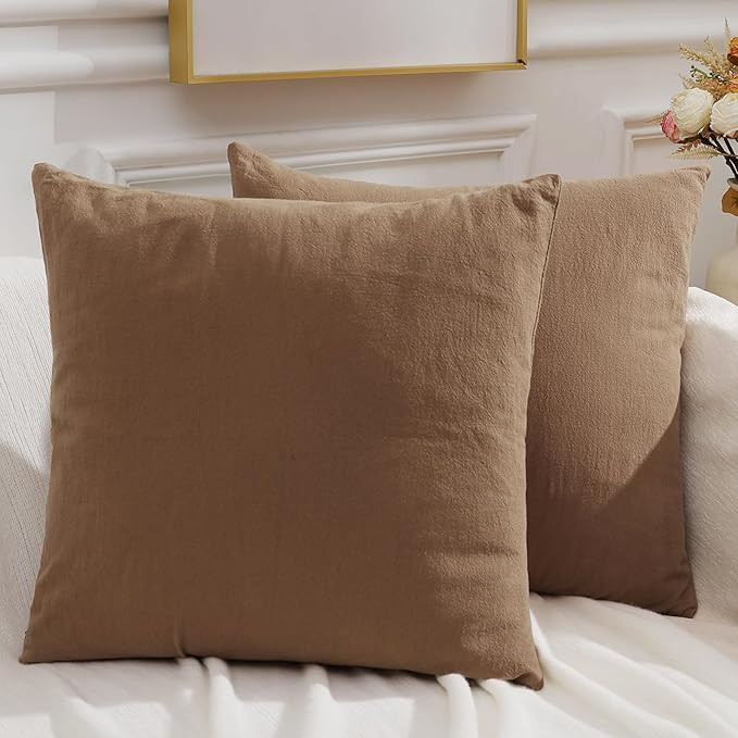 Pallene Decorative Linen Burlap Throw Pillow Covers 18x18 Set of 2, Solid Square Couch Pillow Cov... | Amazon (US)
