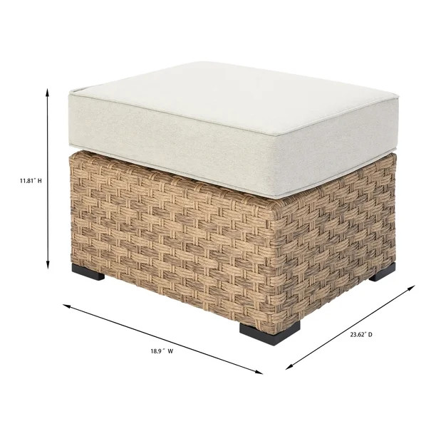 Better Homes & Gardens River Oaks All-Weather Wicker Outdoor Ottomans – 2 Pack, Beige | Walmart (US)