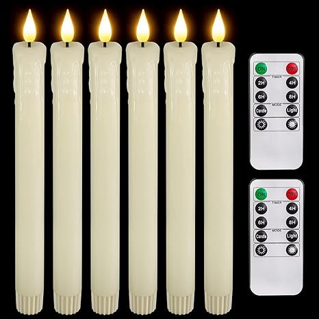 Homemory Real Wax LED Flameless Taper Candles with Remote Timer, 9.6 Inches Ivory Flameless Candl... | Amazon (US)