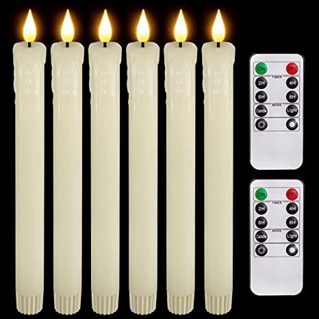 Homemory Real Wax LED Flameless Taper Candles with Remote Timer, 9.6 Inches Ivory Flameless Candl... | Amazon (US)