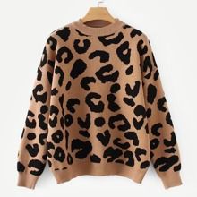 Drop Shoulder Leopard Print Jumper | SHEIN