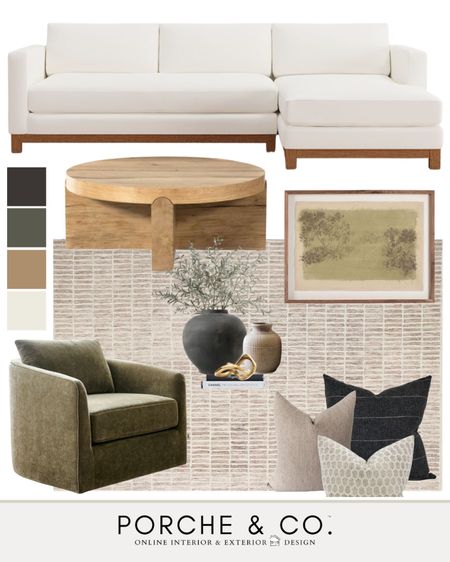 Living room mood board, living room inspo, neutral living room, olive living room, neutral living room design, round coffee table 

#LTKHome #LTKStyleTip #LTKSaleAlert