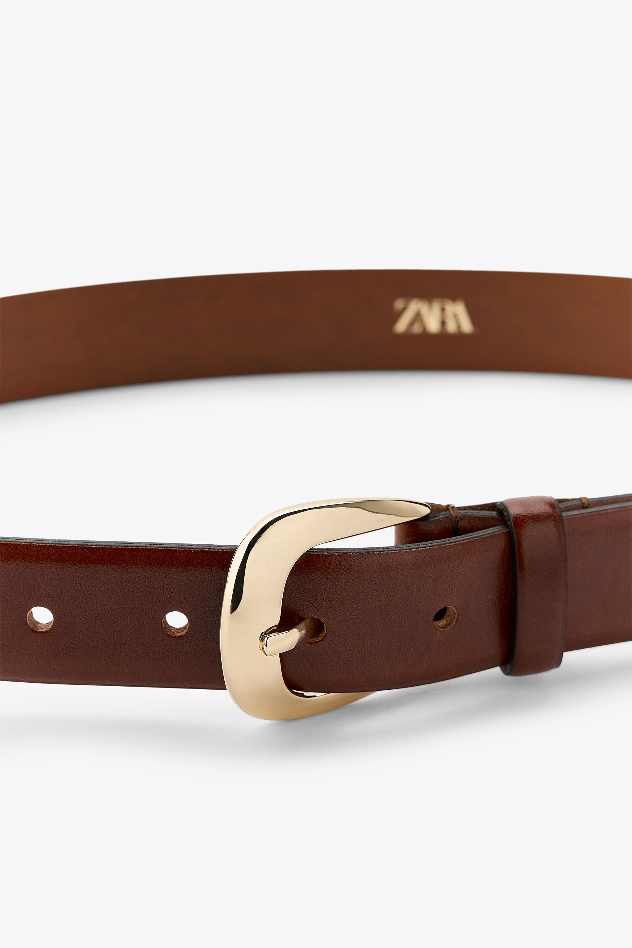OVAL BUCKLE LEATHER BELT | Zara US