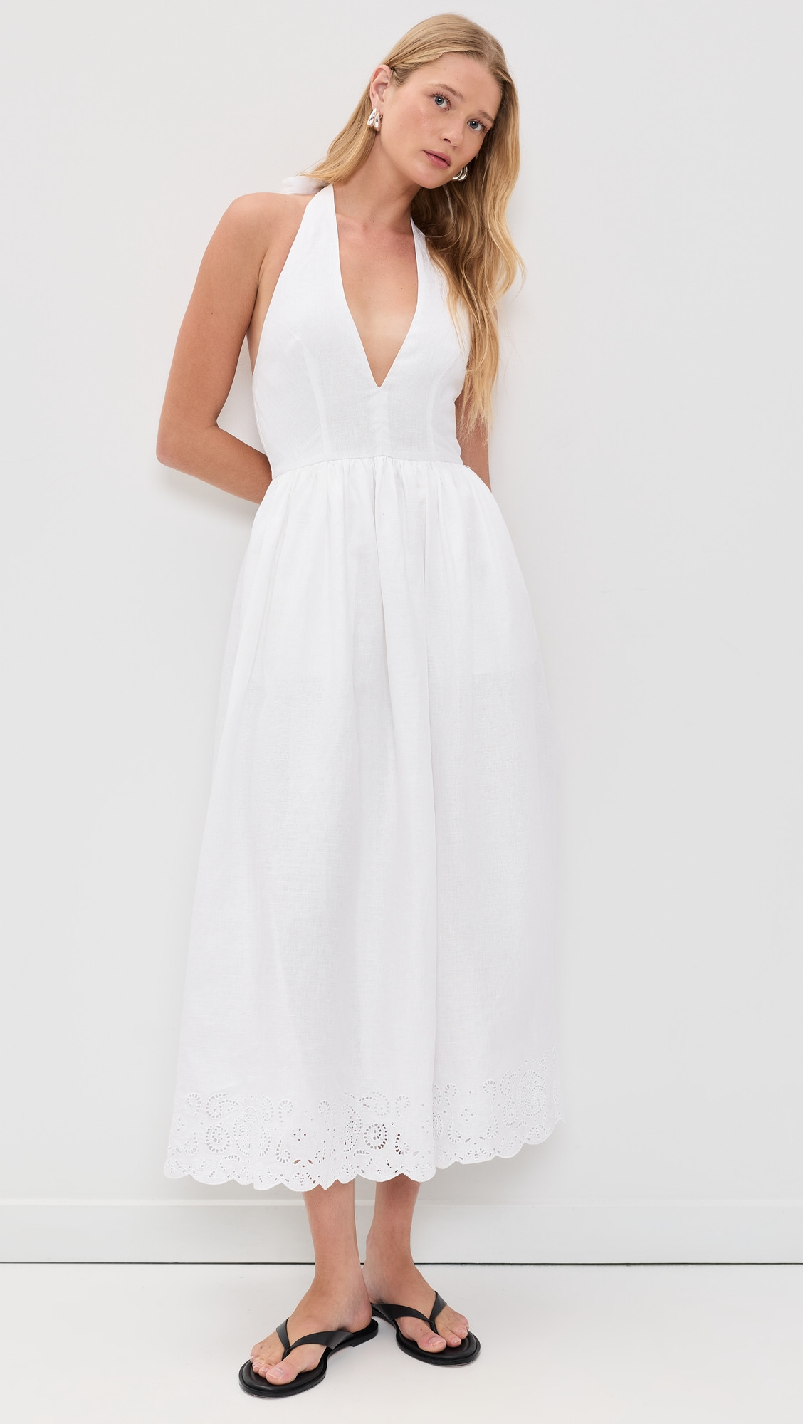 STAUD Grazia Linen Dress White 12 | Shopbop