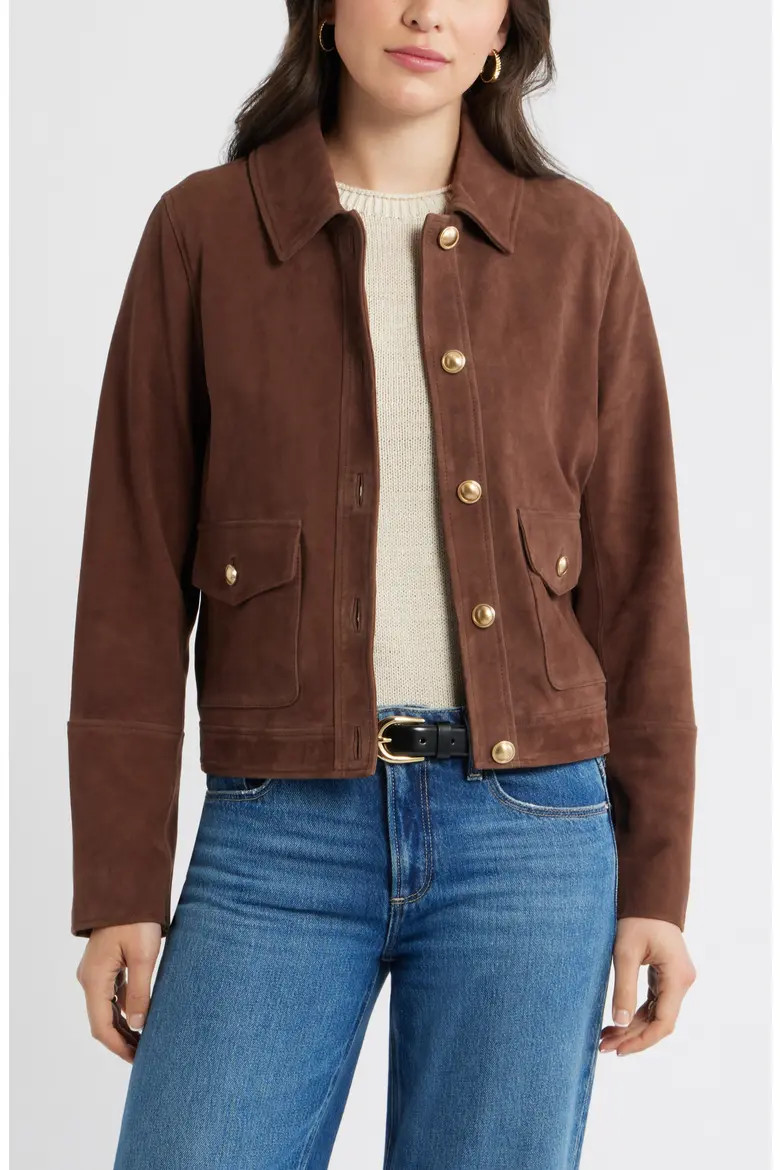 Button Front Suede Jacket (Women) | Nordstrom | Nordstrom