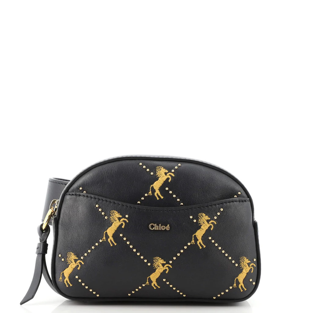Chloe Belt Bag Studded Embroidered Leather Small Blue 1506521 | Rebag