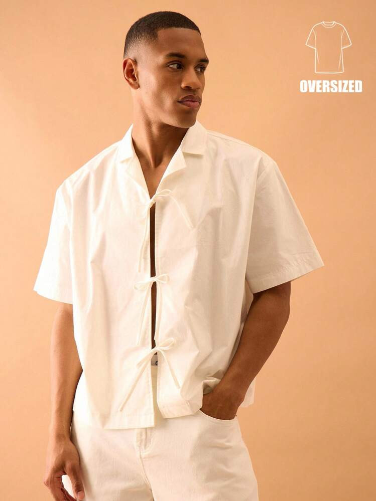 Musero Tie Front Boxy Short Sleeve Shirt Smart Streetstyle Vacation Spring&Summer | SHEIN
