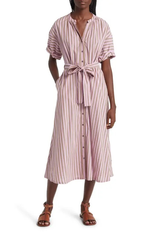 Liora Stripe Tie Belt Cotton Shirtdress | Nordstrom