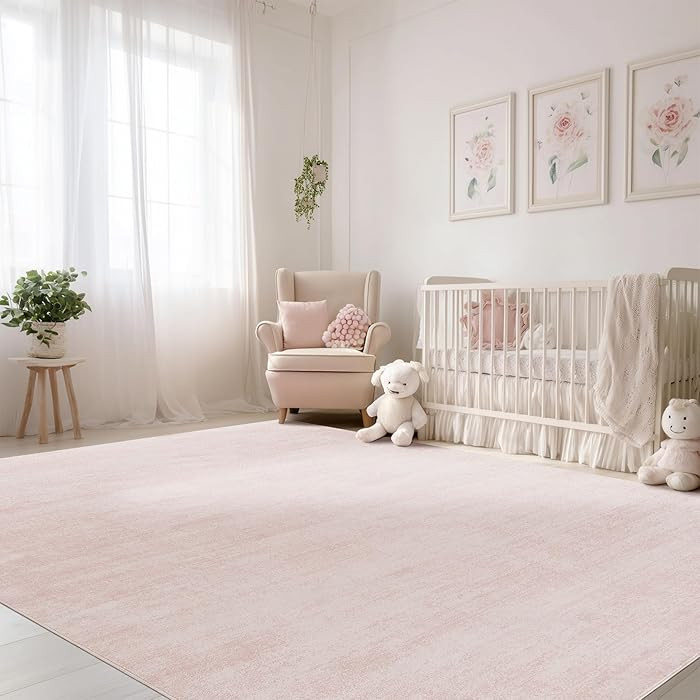 BILEEHOME Light Pink Rug 5x7 for Nursery Bedroom,Abstract Cute Modern Washable Boho Area Rugs for... | Amazon (US)