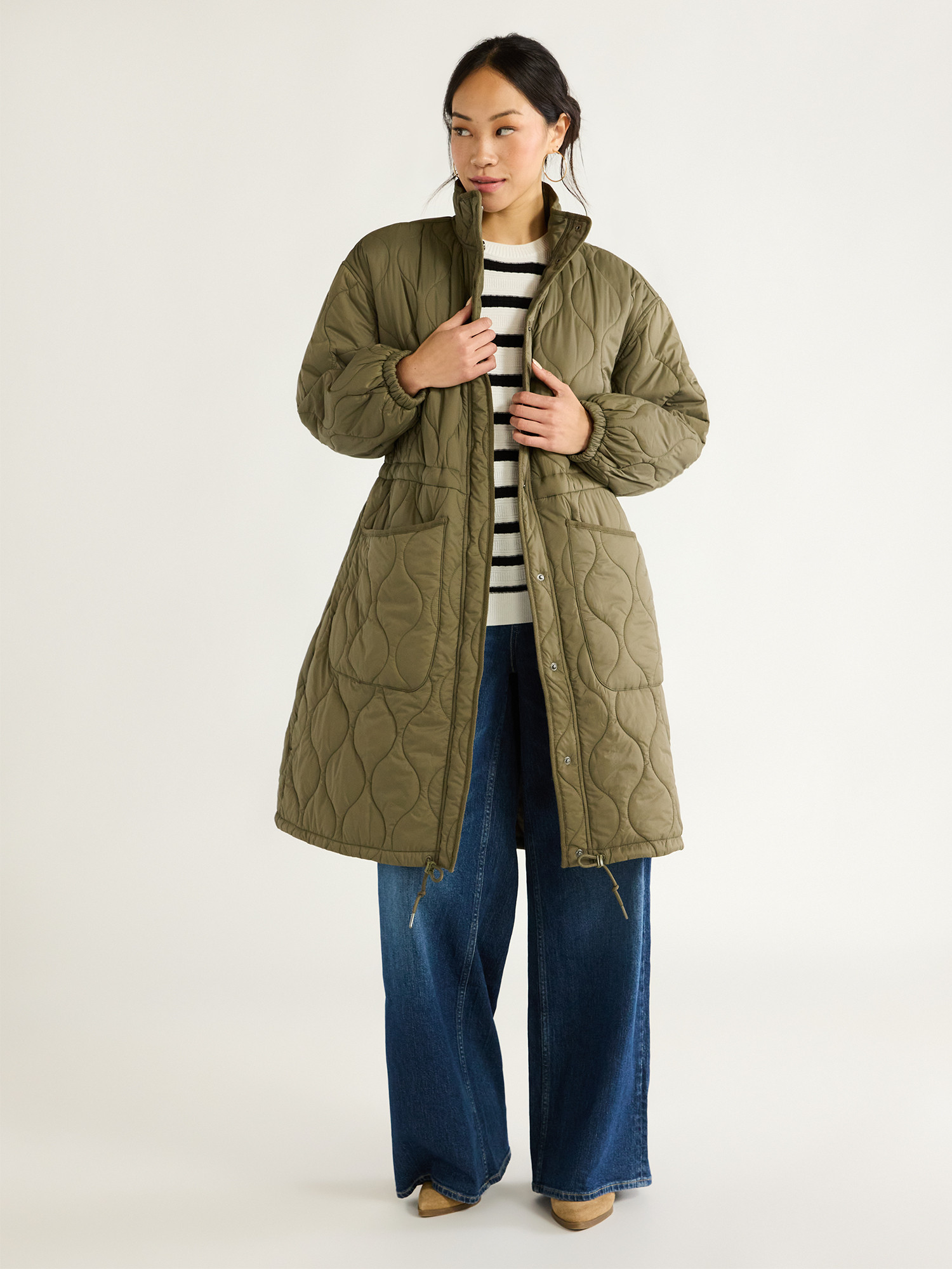 Free Assembly Women's Quilted Cocoon Jacket, XS-XXL | Walmart (US)