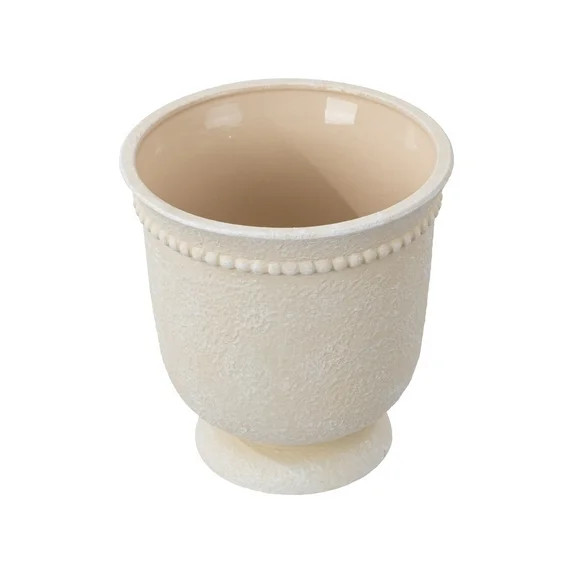 My Texas House 8" Cream Dot Urn - Ceramic Plant Pot, 8.1" Dia x 8.5" H | Walmart (US)