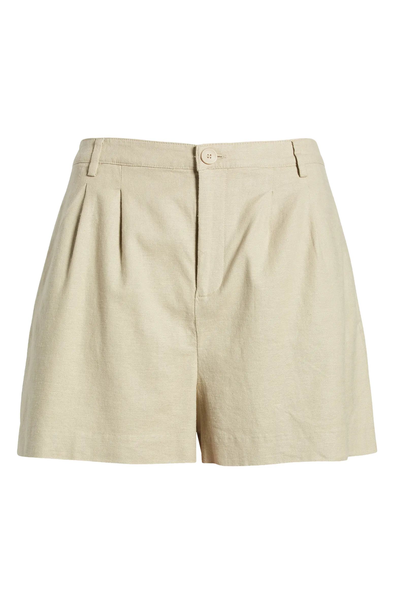 High Waist Linen Blend Shorts | Nordstrom