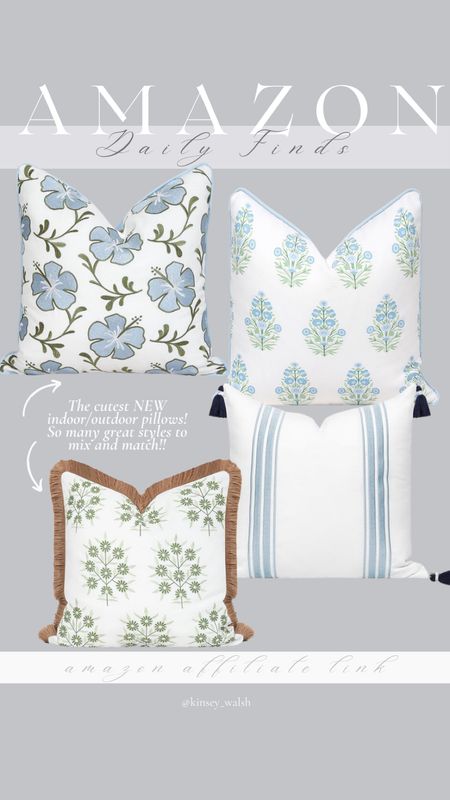 Indoor outdoor Amazon pillow covers that are so cute and you can mix and match all of the pretty patterns! 

#LTKSeasonal #LTKhome #LTKfindsunder50