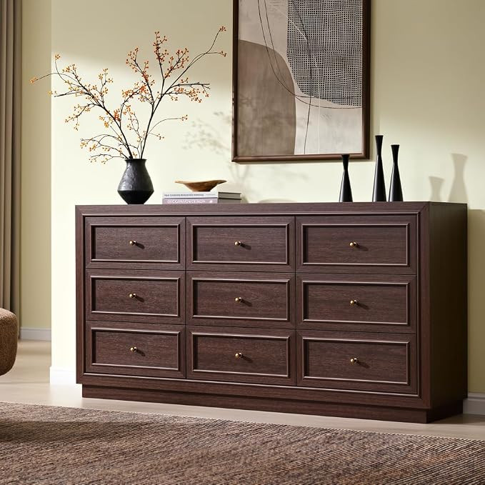 ACCOHOHO 63" Wide 9 Drawer Dresser for Bedroom, Two Included Base Styles, Transitional Modern Che... | Amazon (US)