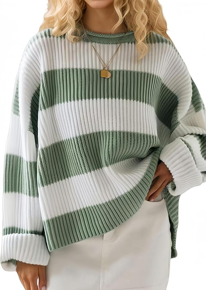 Simier Fariry Women Fall Oversized Pullover Sweater Drop Shoulder Long Sleeve Comfy Knitwear Retr... | Amazon (US)