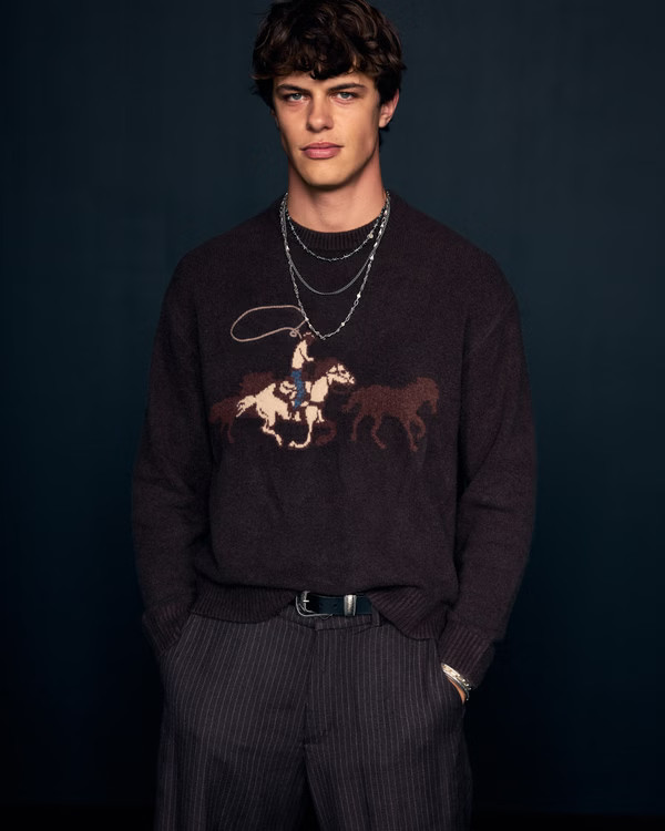 Oversized Western Graphic Crew Sweater | Abercrombie & Fitch (US)