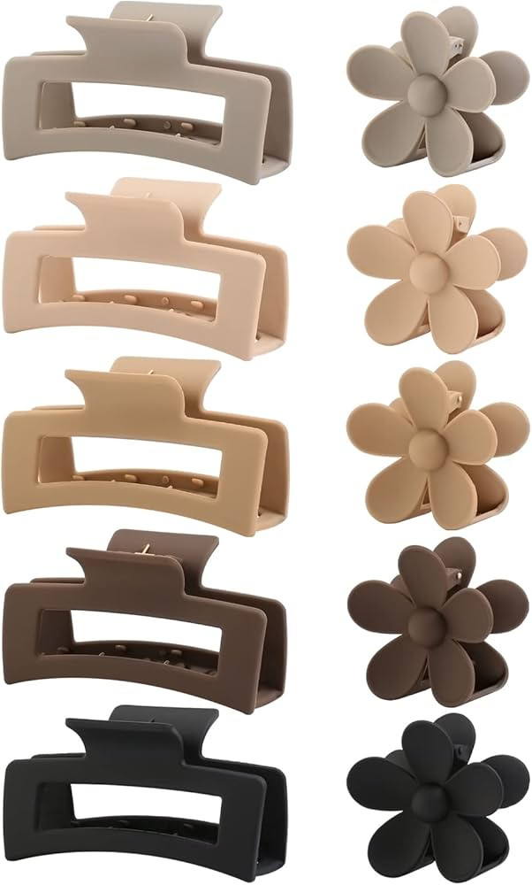 10 Pack Square Hair Clips, Claw Clips for Women & Girls, Durable Matte Non Slip Flower Claw Clips, S | Amazon (US)