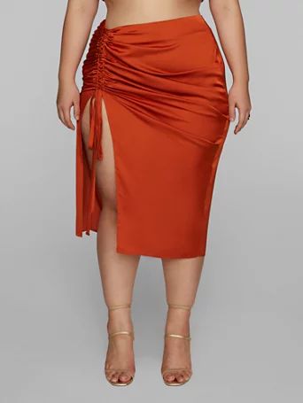Calista Side Ruched Midi Skirt - Fashion To Figure | Fashion To Figure