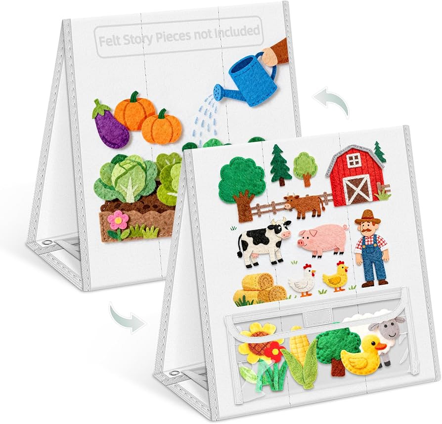 AKAYOK Foldable Felt Board - Double-Sided Flannel Story Board for Preschool Learning, Interactive... | Amazon (US)
