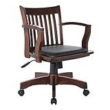OSP Home Furnishings Deluxe Wood Bankers Desk Chair with Black Vinyl Padded Seat, Espresso | Amazon (US)