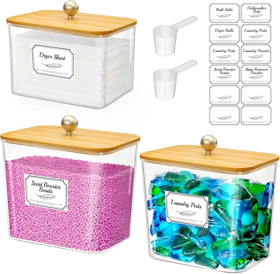 Lifewit Laundry Pods Container with Lid, Dryer Sheet Holder, Room Organization Storage for Coffee... | Amazon (US)