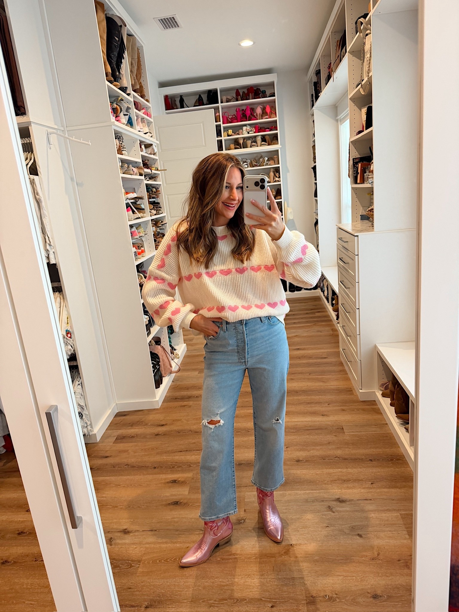 Sweaters, hearts, pink & red. My favorite budget-friendly Valentine’s Day outfits from Amazon. Cute, comfy, and easy to style all season long.

In a small sweater, size 28 jeans, boots and accessories - fits tts.

Budget-friendly Amazon Valentine's Day outfit ideas, sweaters, cardigans, heart details, pink & red, lounge sets, jeans, denim, pink jeans, cowboy boots, red boots

#LTKootd #LTKFindsUnder50 #LTKSeasonal