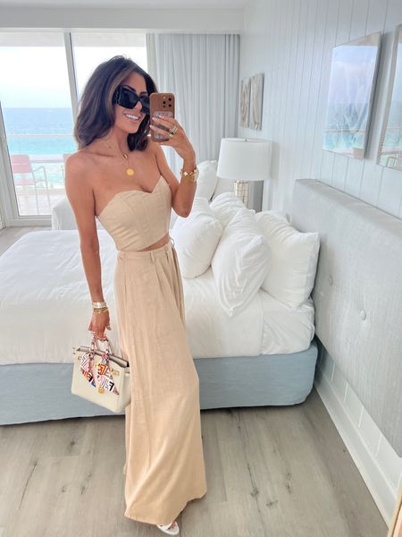 Wearing size small in set.
Vacation outfits, linen pant set, YSL sunglasses, beach outfit, spring break outfit, Miami, Hermes birkin, emily Ann Gemma, red dress try on haul 

#LTKFind #LTKtravel #LTKSeasonal