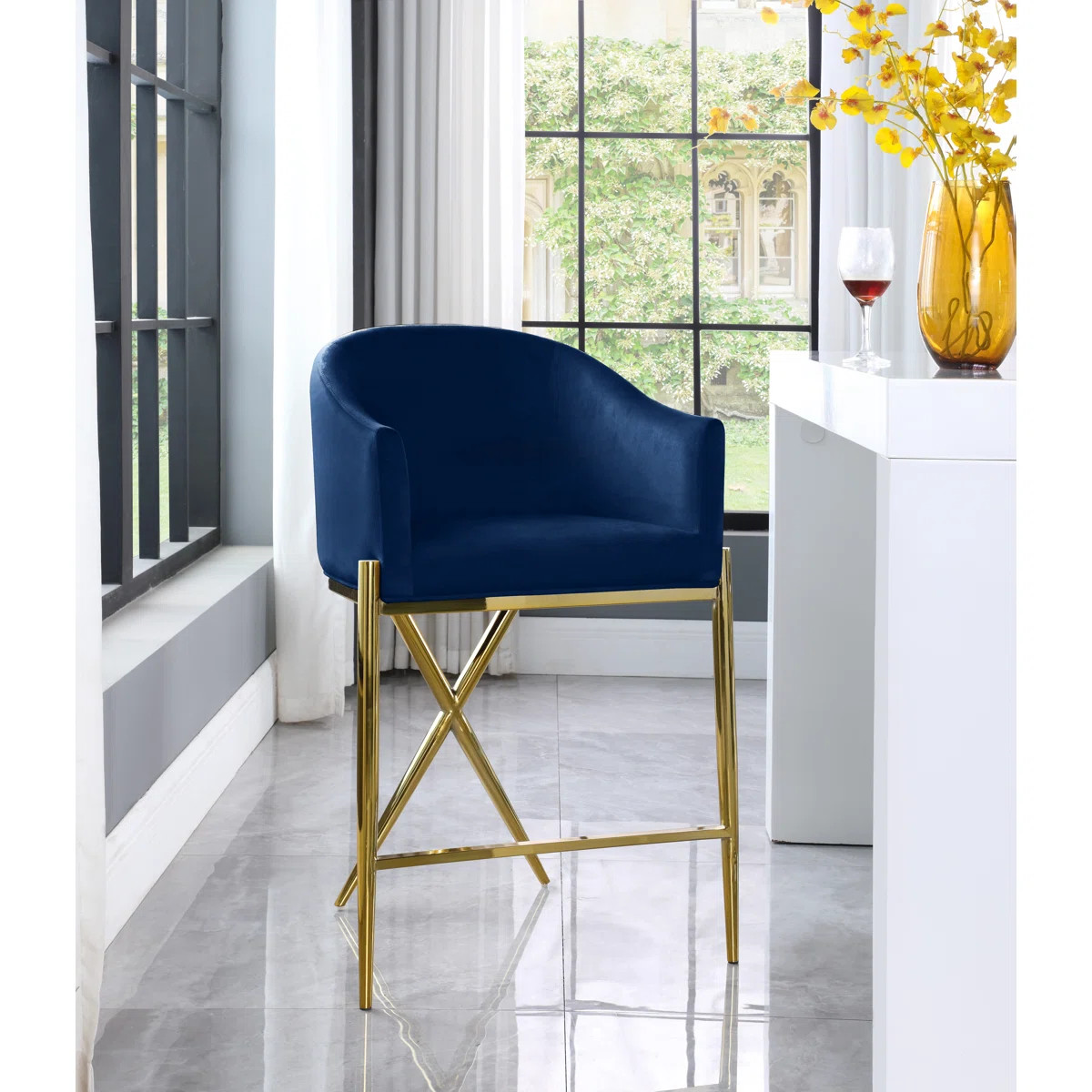 Niko Upholstered Counter Stool with Metal Frame | Wayfair North America