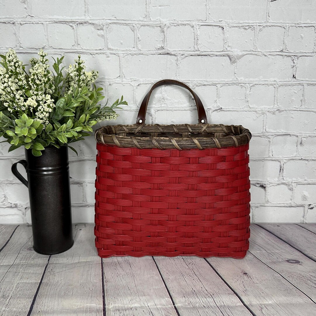 Mail Basket / Wall Basket-painted / Primitive Style Wall Basket / Handwoven Basket - Etsy | Etsy (US)