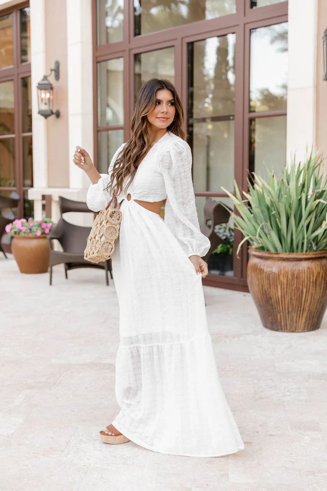 All I Ever Asked White Ring Detail Maxi Dress | Pink Lily