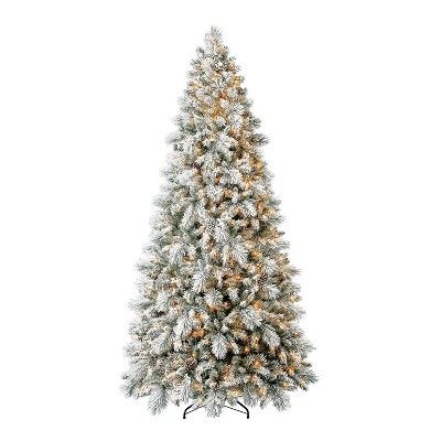 Home Heritage Pre-Lit Snowdrift Flocked Artificial Holiday Tree, Clear Lights, Natural-Looking PV... | Target