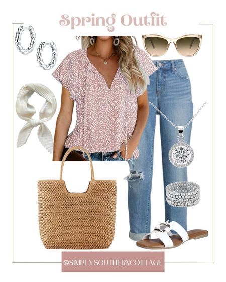 Casual spring outfit from Walmart! 
Cute spring out, over 40 spring outfit, styling denim, chic spring outfit 

#LTKfindsunder50 #LTKover40 #LTKstyletip