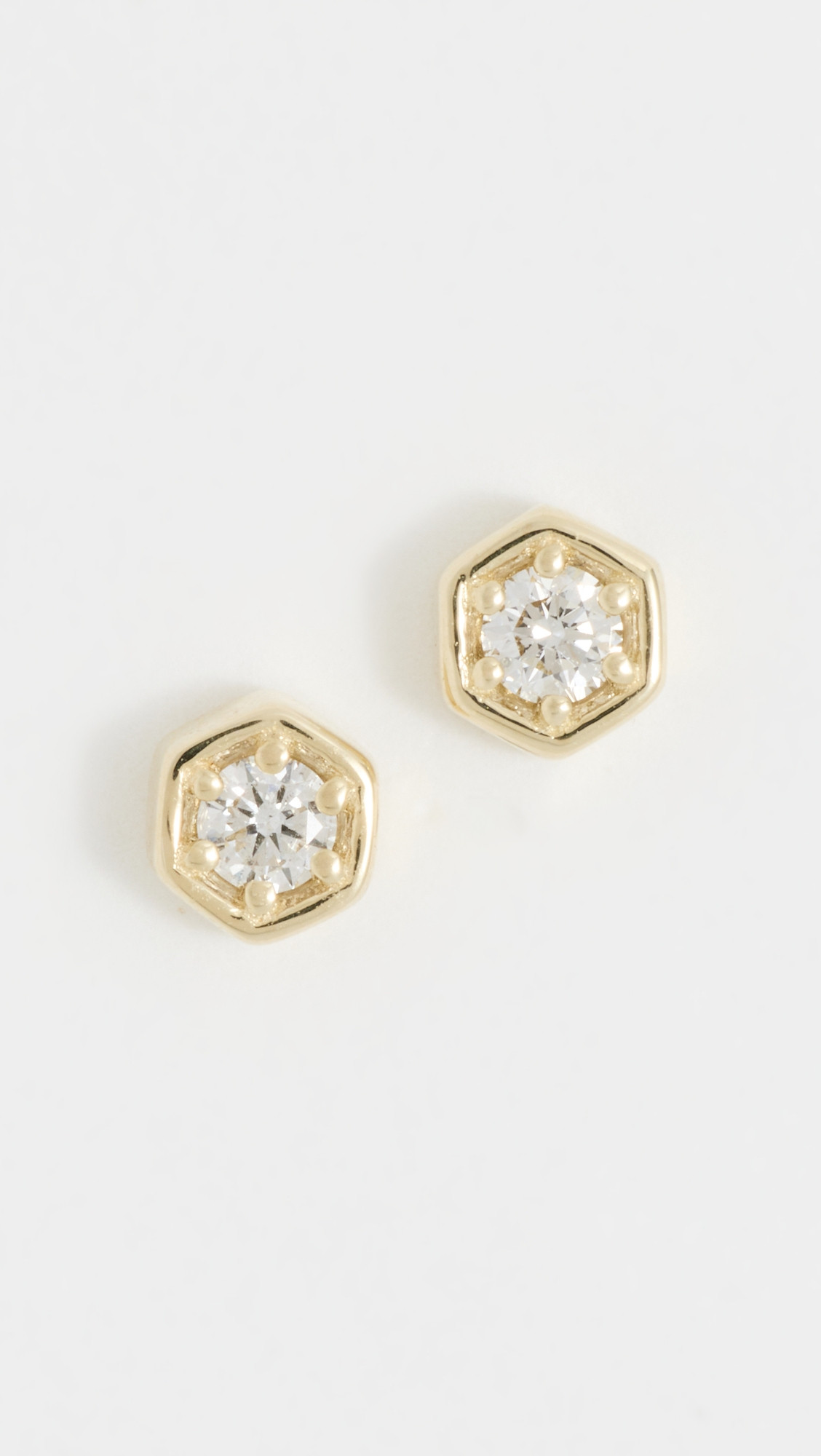 Ariel Gordon Jewelry Diamond Hex Studs Gold One Size | Shopbop