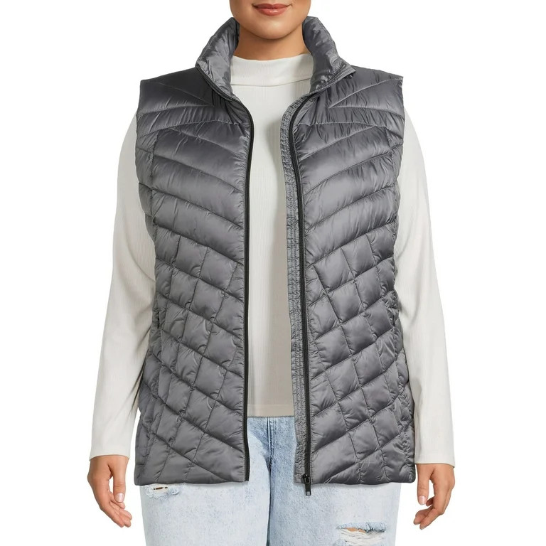 Big Chill Women's Plus Size Chevron Quilted Puffer Vest, Sizes S-3X | Walmart (US)